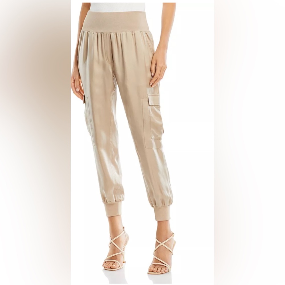 Cinq à Sept Giles Faux Leather Jogger Pants beige Women’s Size XS